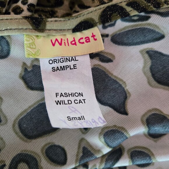 Y2K Leopard Print Mini Dress Size S One Shoulder Khaki Green Glitter Mcbling - Picture 9 of 9